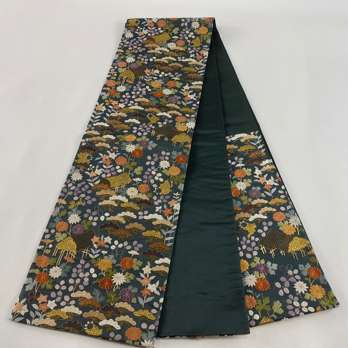 未着用 伝統工芸士 足利忠義 モール 花模様 金糸 袋帯 着物 帯 013a p 未着用 伝統工芸士 足利忠義 モール 花模様 金糸 袋帯 着物 帯 013a p