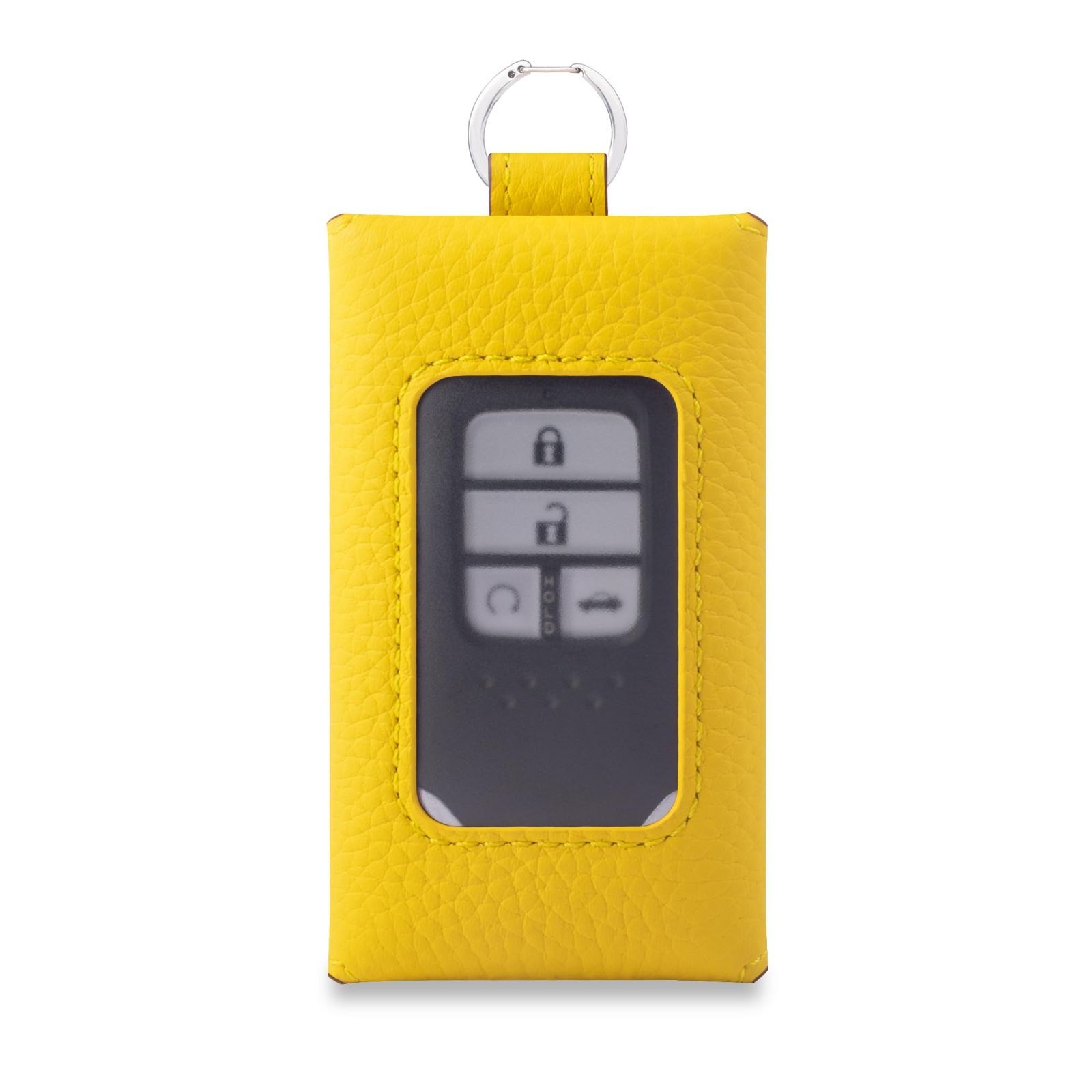 Size S_Color イエロー ビビットピンク COGURE コグレ スマートキーケース スマートキーホルダー 本革 窓付き カラビナリング 男女兼用 ギフトボックス COSKC Sサイズ イエロー ビビットピンク