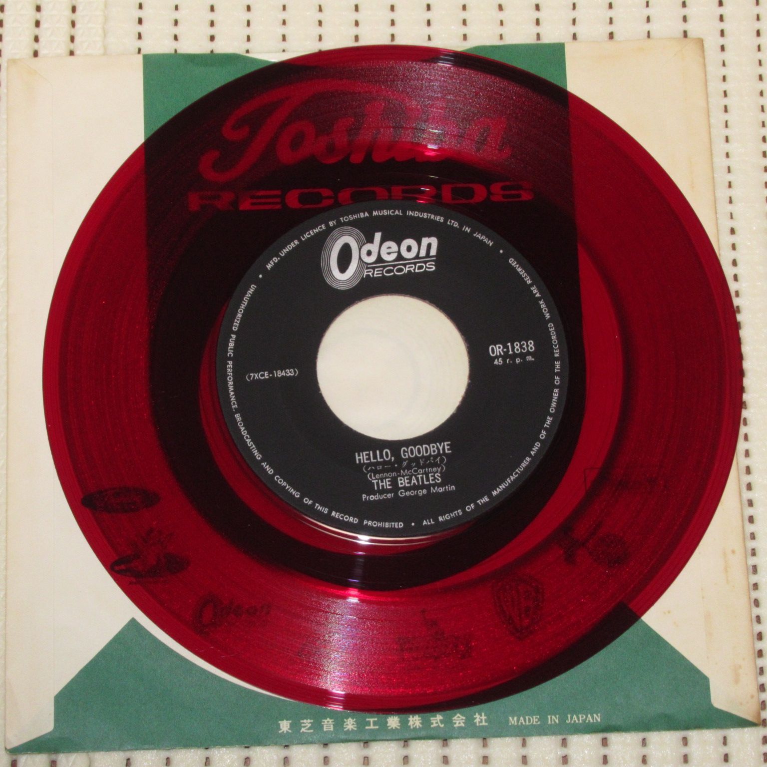 シングルレコード 赤盤 ビートルズ ハロー・グッドバイ OR-1838 シングルレコード 赤盤 ビートルズ ハロー・グッドバイ OR-1838
