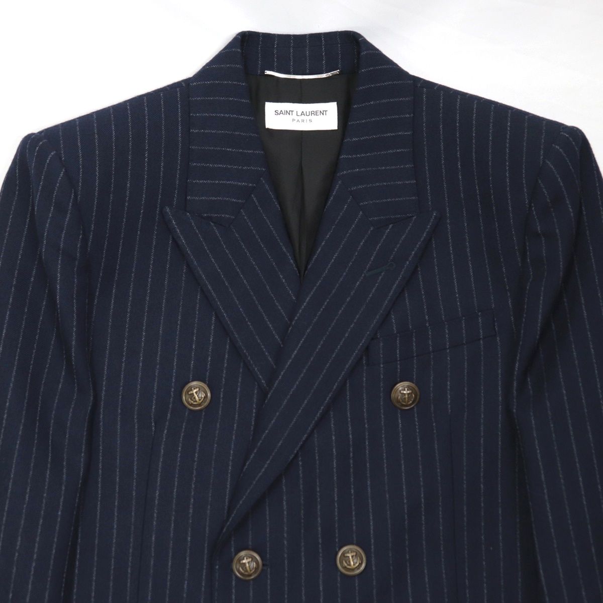 柔らかな質感の サンローランパリ 美品 20AW ダブルブレスト チョークストライプ ジャケット・アウター