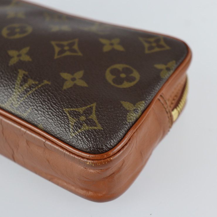 LOUIS VUITTON ルイ ヴィトン セカンドバッグ モノグラムキャンバス レザー ブラウン ゴールド金具 リストレット クラッチバッグ ポーチ  ヴィンテージ ビトン 【本物保証】 - メルカリ