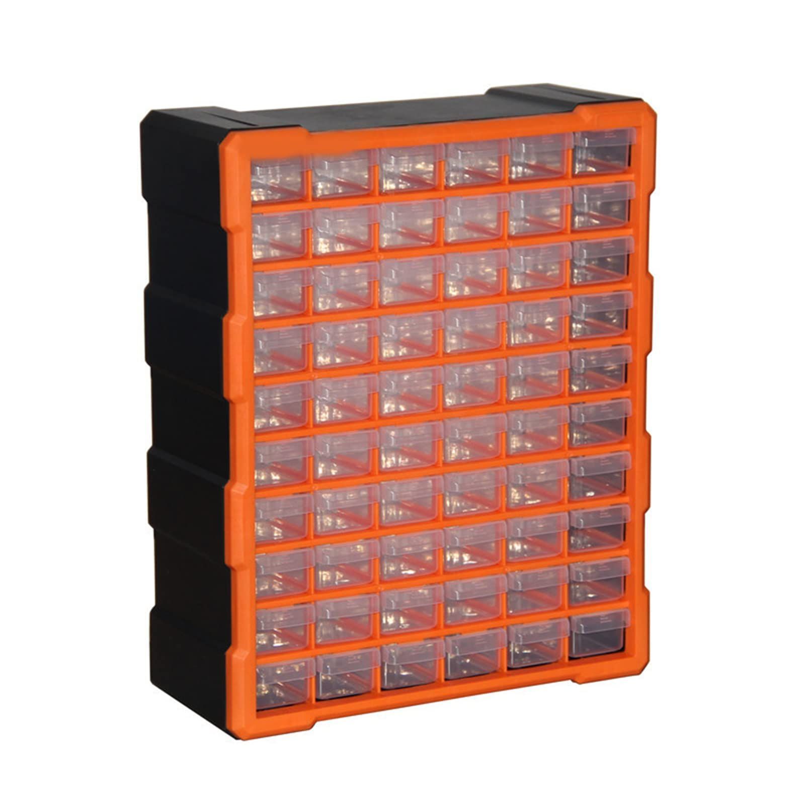 在庫 パーツキャビネット工具箱 パーツケース パーツ収納 引出しストッパー付 TOPIND 引出し パーツキャビネット オレンジ 60グリッド