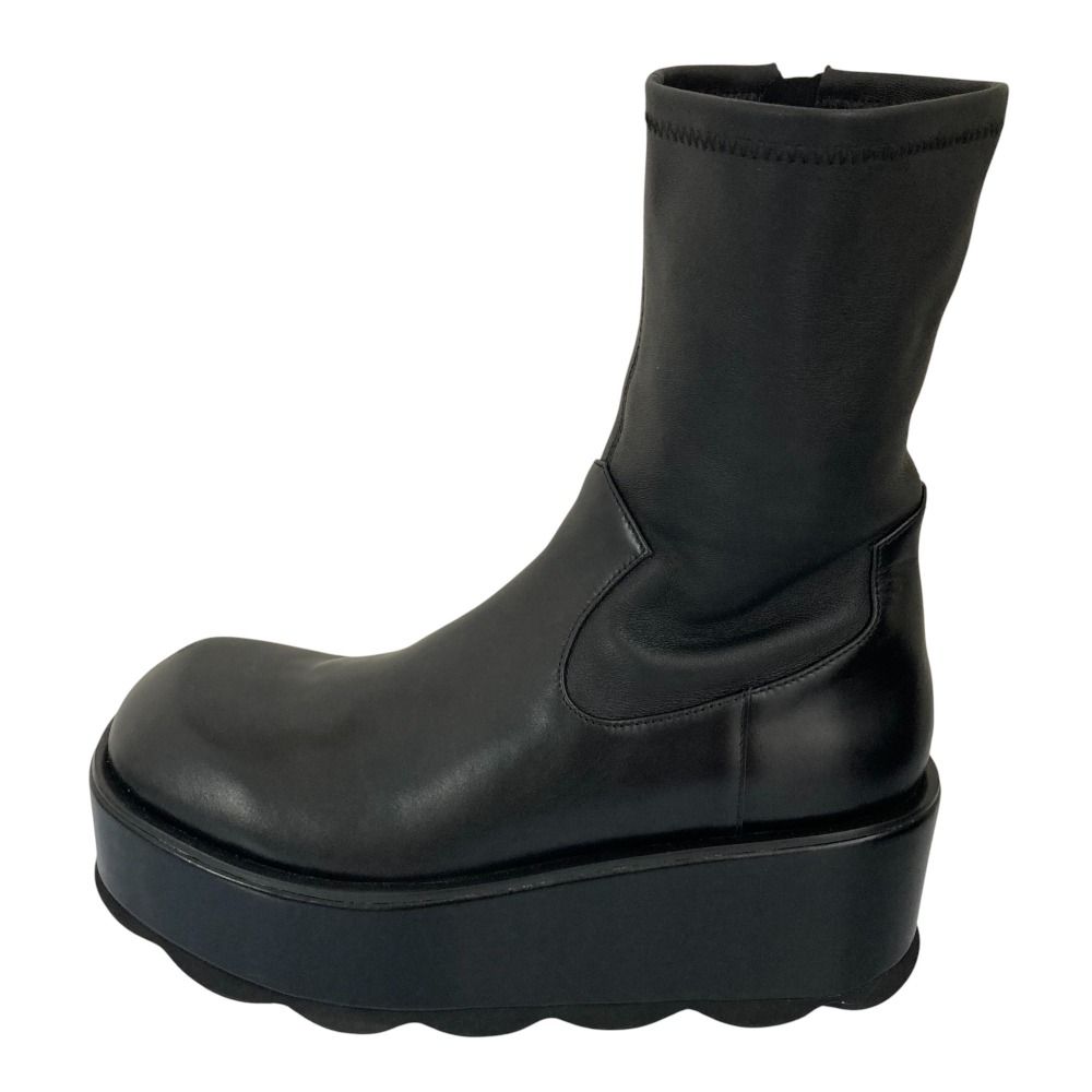 MANA マナ ワイドボリューム ストレッチブーツ サイドジップ 557098 サイズ37 約23.5cm ブラック レディース 古着 KIN-KAAI_COM
