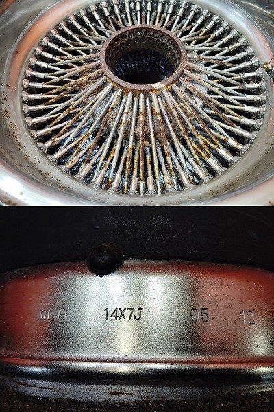 ワイヤーホイール 社外ホイール スチールホイール 14インチ 4本 7J約-56 深リム 希少 旧車　(VHX211) ワイヤーホイール 社外ホイール スチールホイール 14インチ 4本 7J約