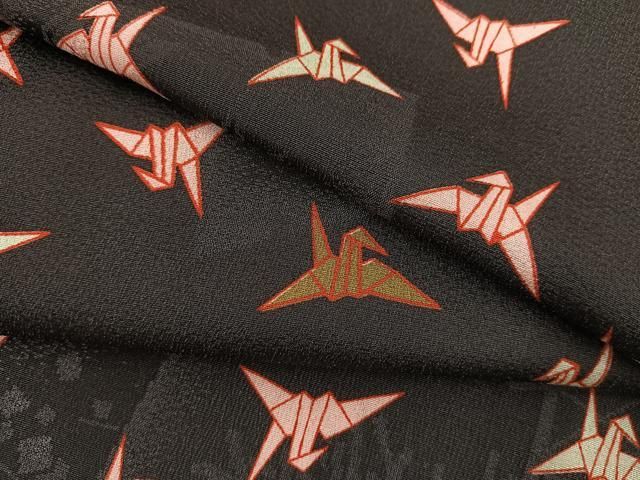 平和屋着物＃羽織 霰 黒地 正絹 逸品 CAAR9195id