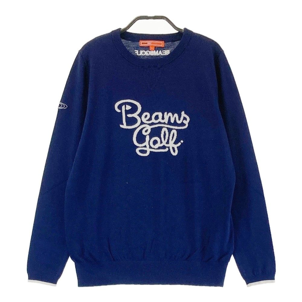 サイズ：L BEAMS GOLF ビームスゴルフ  クルーネック 長袖ニットセーター  ネイビー系 [240101417184] ゴルフウェア レディース ストスト BEAMS GOLF ビームスゴルフ クルーネック 長袖ニットセーター