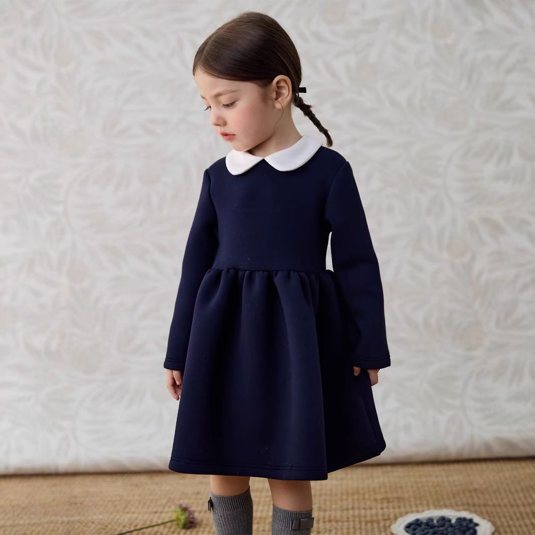 ワンピース キッズ 子供服フォーマル 女の子 長袖 白襟 こども服 子ども フォーマル 通園 通学 キッズ服 入園式 卒園式 入学式 発表会 結婚式 卒業式 シンプル 可愛い おしゃれ プレゼント heiniqiu02