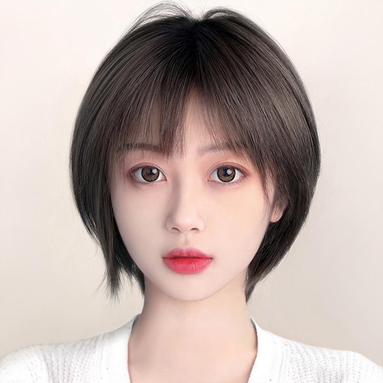 ウィッグ ショート 総手植え 人毛100% 自然 手植え ウィッグ