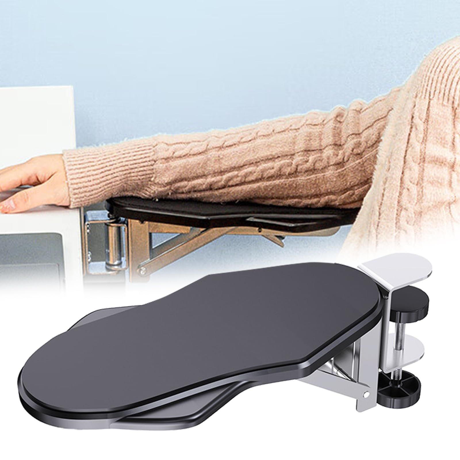 新品 QIZHAN フォームパッド付きアームレスト リストレスト 人間工学に基づいたデザイン 折り畳み式肘置き 穴あけ不要 デスクエクステンダー ハンドレスト 事務用品 汚れにくい 耐水性 デス