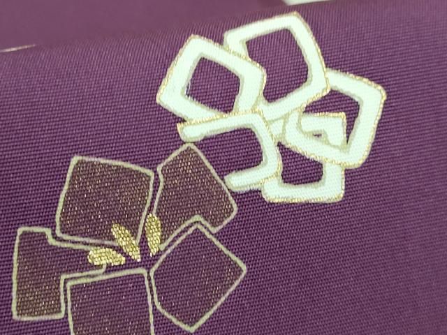 平和屋着物□極上 塩瀬 九寸開き名古屋帯 駒刺繍 色紙花文 金彩 桑の実  