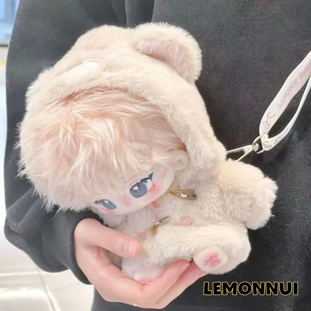 着せ替え ぬいぐるみ服 20cm ジャケット ダッフルコートもこもこ ぬい活 推し活 推しぬい 綿人形 棉花娃娃 ちびぬい服 ちびぐるみ 推し活 コットンドール cotton doll 白-B5303