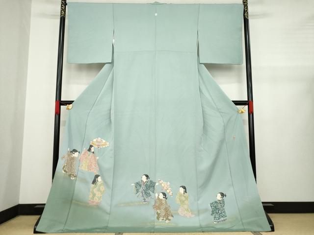 平和屋着物●十日町友禅作家 関口遼一 色留袖 童子 暈し染め 金彩 ロング丈 正絹 AABA6676ck