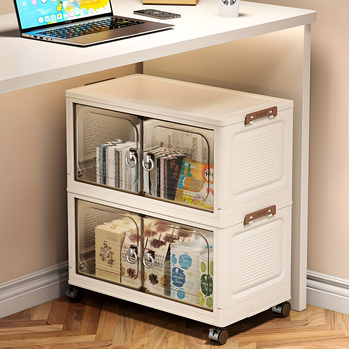 組立簡単 大容量 折りたたみ式収納キャビネット 48cm幅 プラスチック製 整理整頓 雑貨 書類 衣類収納 シンプルデザイン 家庭 オフィス用 磁気開閉式 6段48x28x152cm NEXPOTALLINN_EU