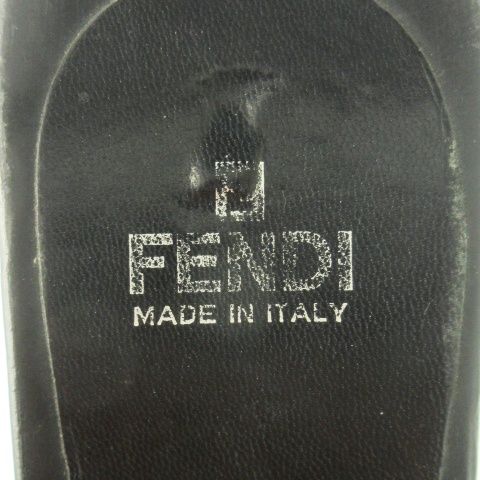 フェンディ FENDI ミュール サンダル 下駄 ウッド キャンバス