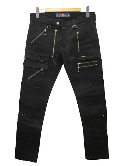ブラックミーンズ blackmeans 945-75GP06-16 SILVER ZIP ストレッチデニムZIPパンツ 4 ブラック ジッパーデザイン スリム ジーンズ ボトムス