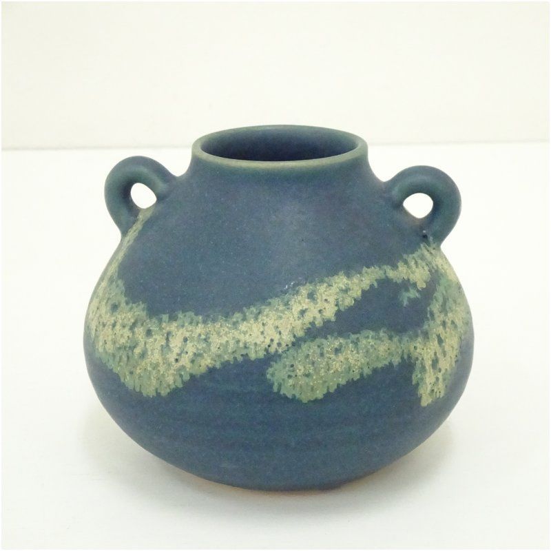 京都の名工 谷口良三 碧彩瑞雲花器 高さ23cm 共箱 美品 京焼