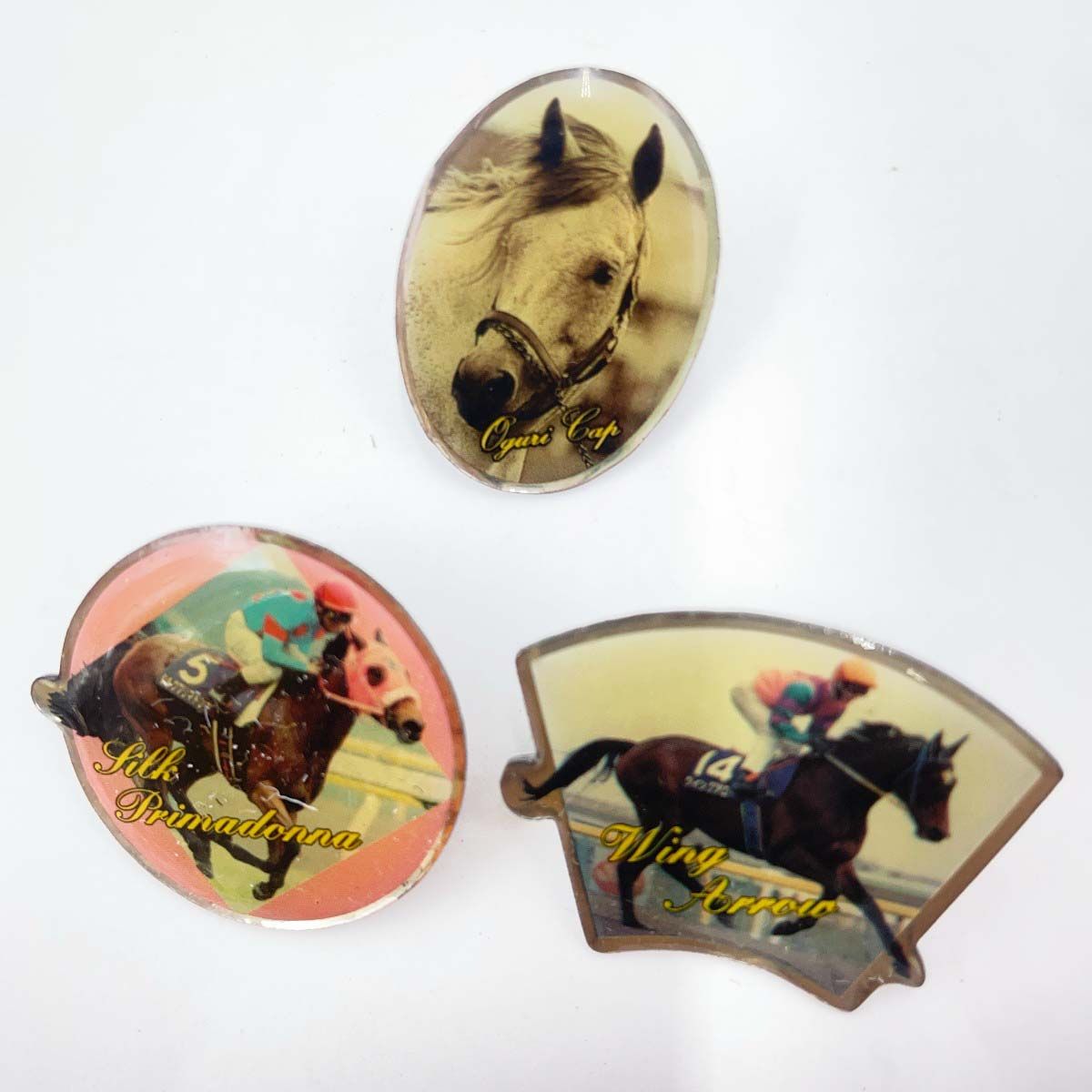 JRA殿堂入り馬 ピンバッジ　セット JRA オリジナル顕彰馬ピンバッチとUMACA カード着せ替え用シール