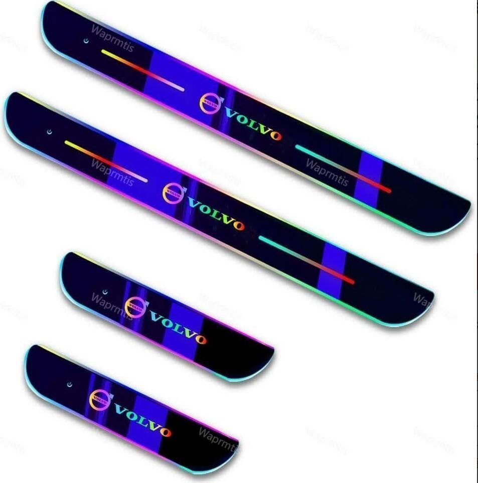 ボルボ 7色 LED流れる アクリル製 自動変色 USB充電 マグネット 赤外線センサー自動スイッチで自動点灯消灯 LED発光 自動車改装パ