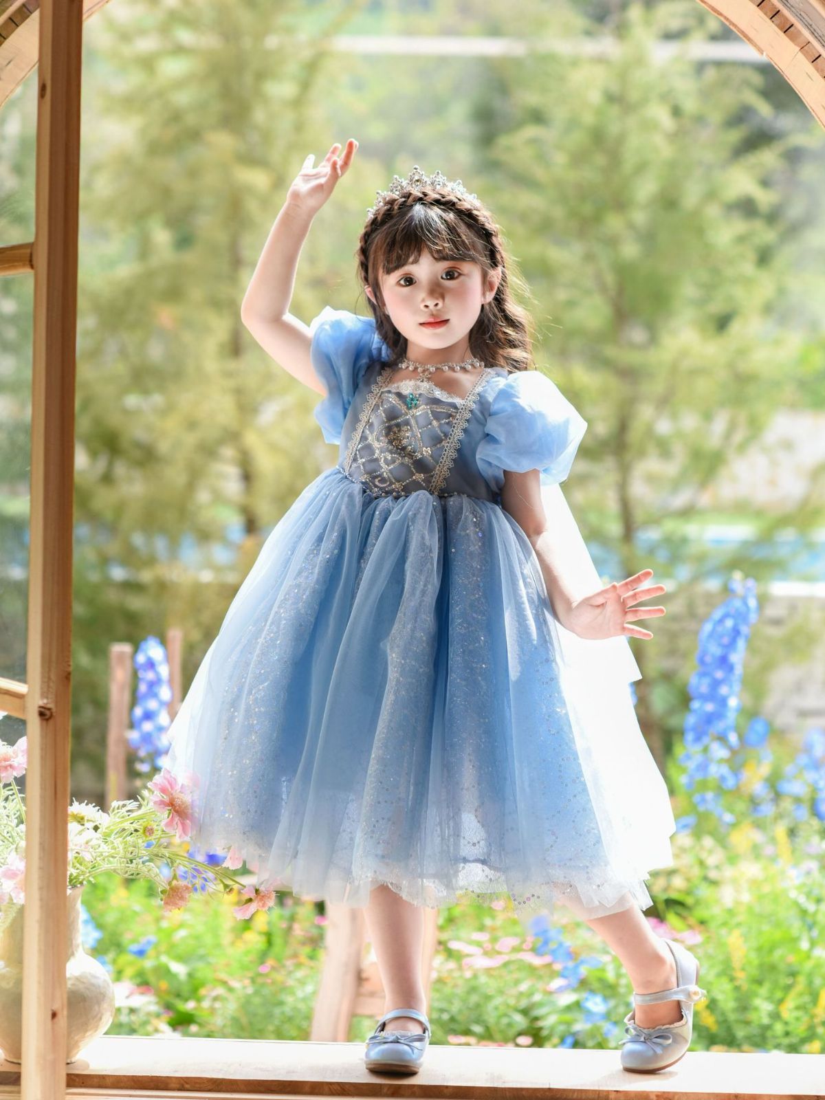 フローズン エルサ 女の子用 シーケン プリンセスロングドレス バースデーレールドレス