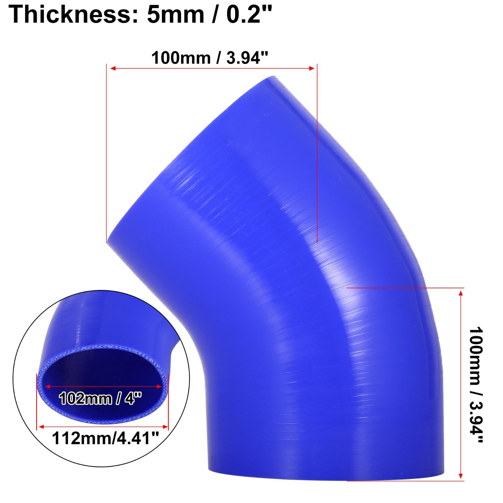 X AUTOHAUX シリコンホース　 インタークーラーシリコンホース　 シリコンパイプ ラジエーターホース 内径102mm エルボ45度 車用インタークーラーインテーク配管　耐熱　耐寒　耐久 車用 エキ