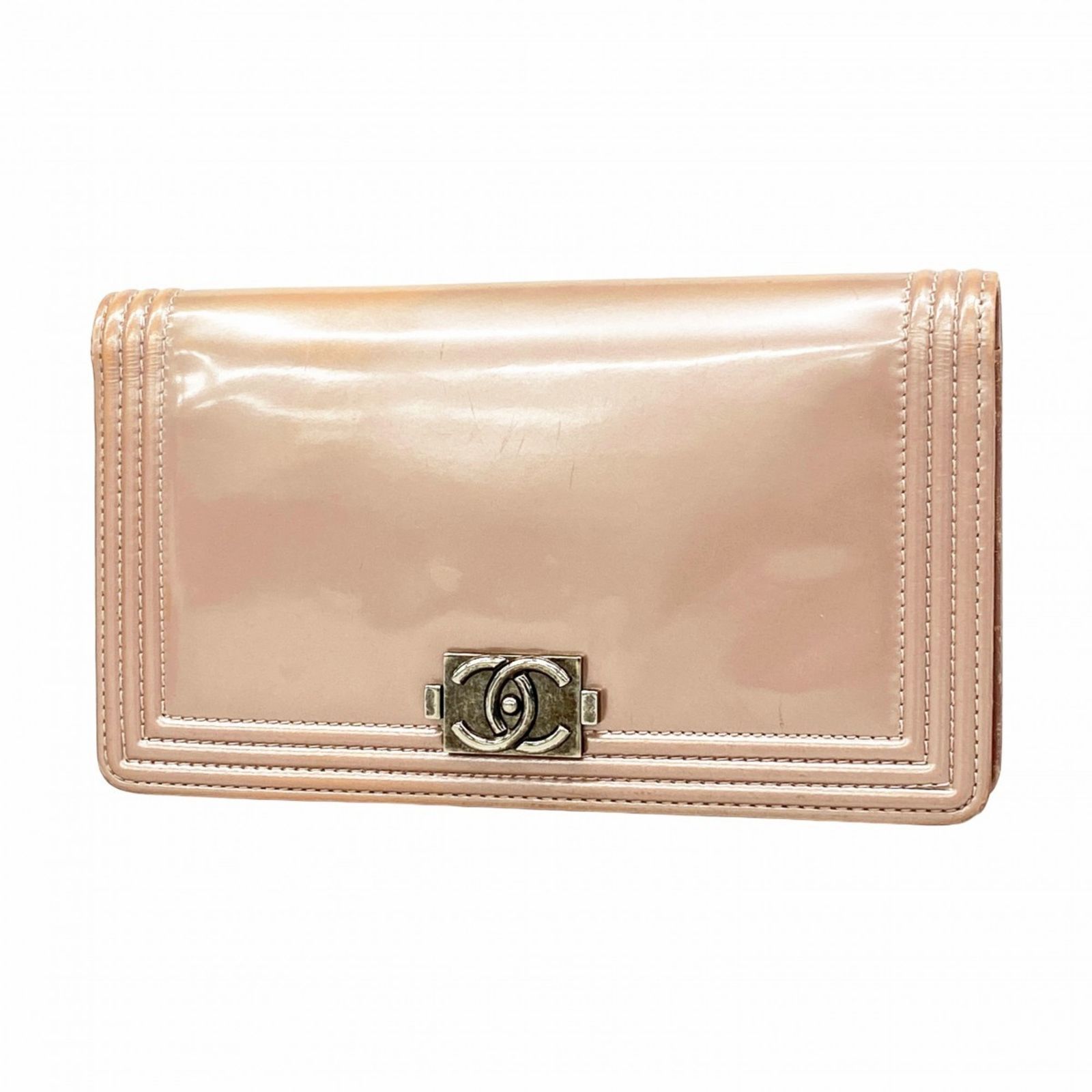 シャネル Chanel シャネル 長財布 ボーイシャネル パテントレザー ピンク レディース