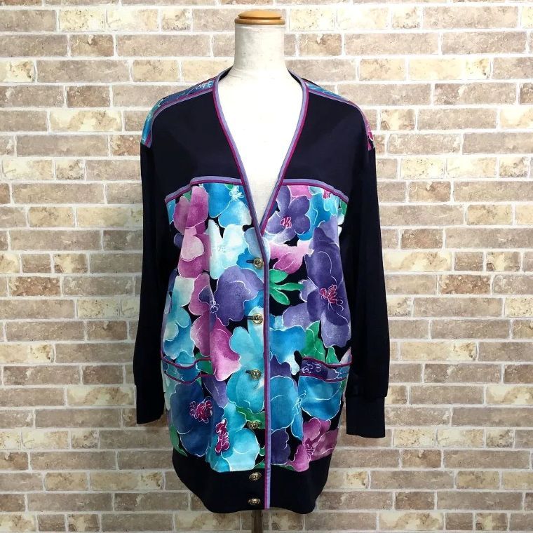 送料込み！ 美品 LEONARD カーディガン M 花柄 綿100％ 464