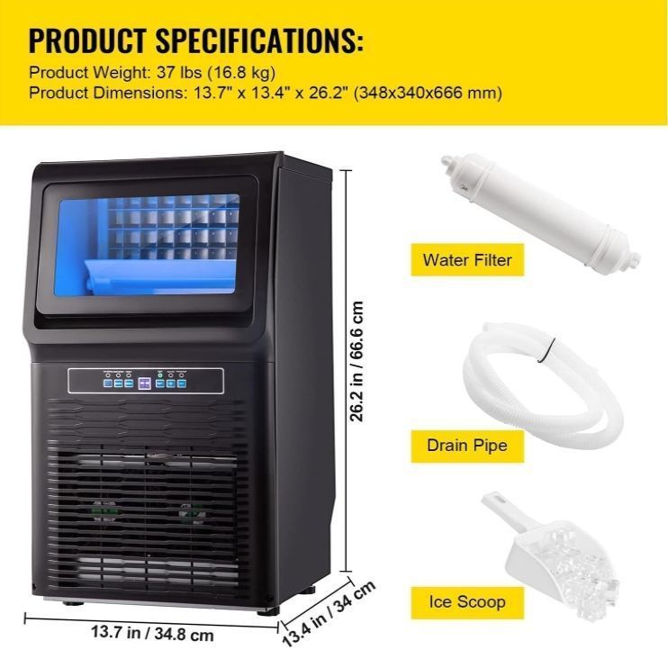 カウンタートップ自動内蔵キューブ製氷機 350W