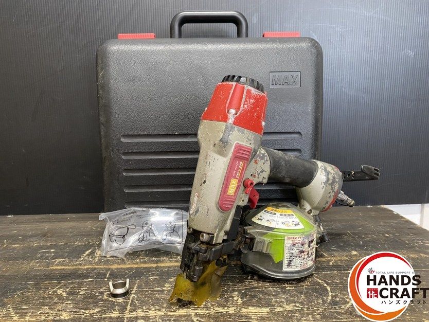 ● 品 MAX マックス CN-450S FP 常圧 コイルネイラ 釘打機 50mm 使用空気圧範囲 0.39-0.78MPa 保護メガネ ケース有