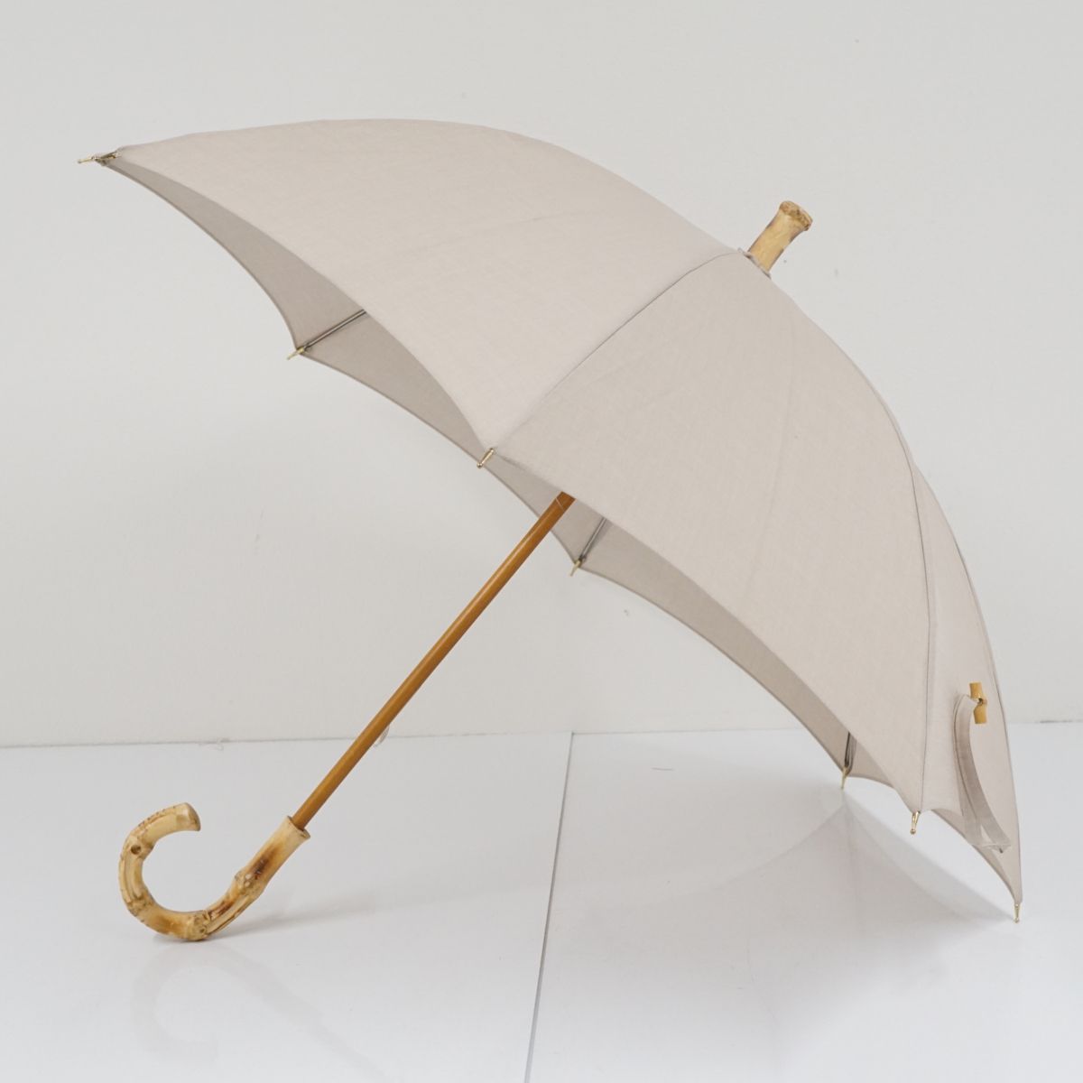 日傘 UNITED ARROWS ユナイテッドアローズ USED美品 寒竹 ベージュ 晴雨兼用 UV 50cm KR S9595