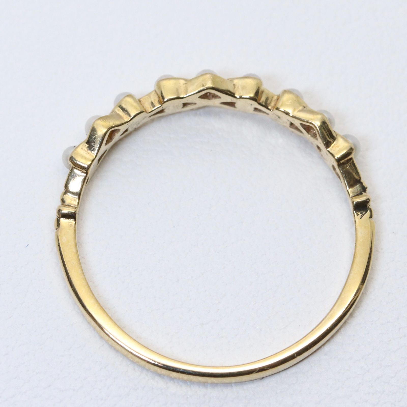 ageteアガットケシ粒パール14粒K14ハーフエタニティリング アガット K14 ベビーパール リング ハーフエタニティ/24-558