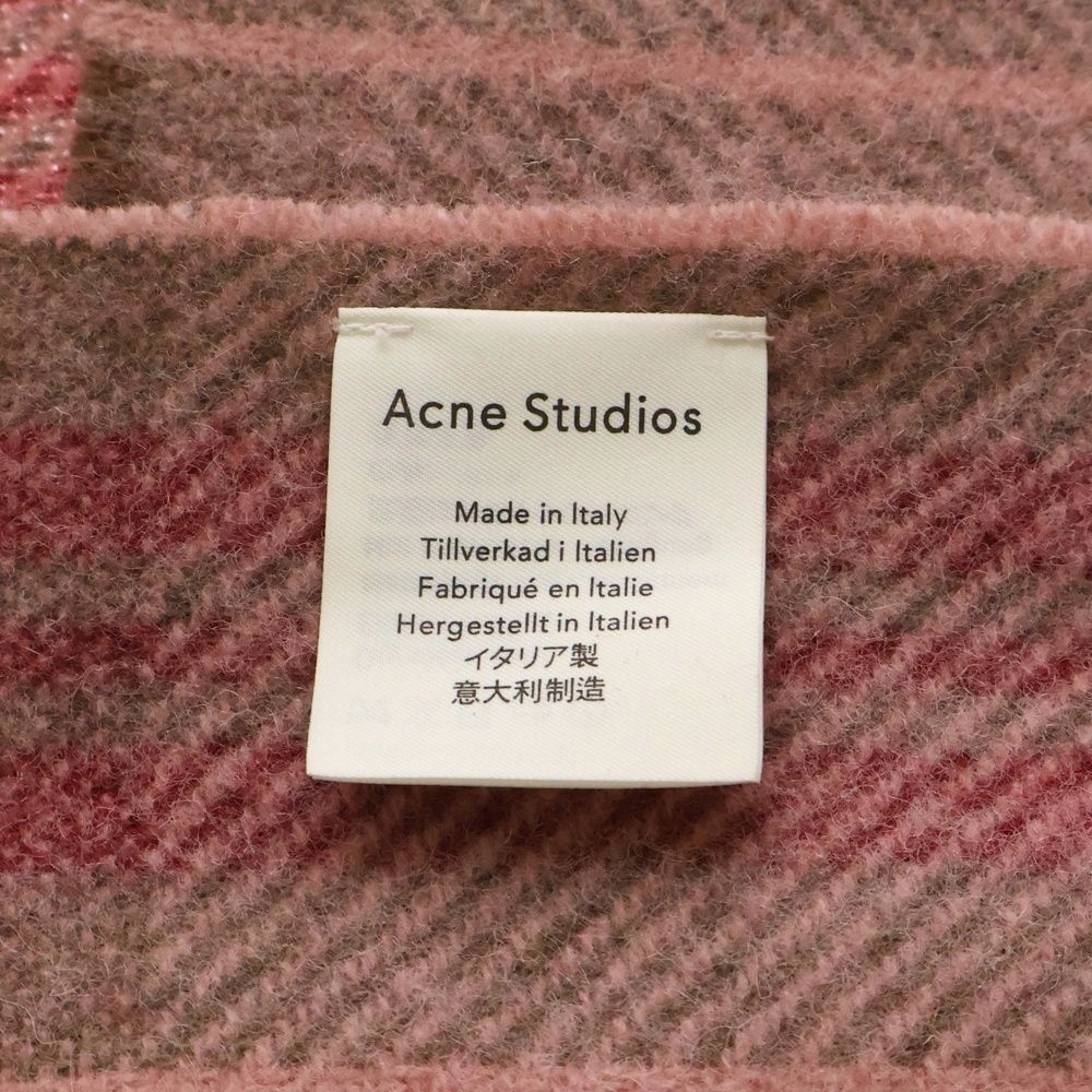 acne studios ロゴチェック　大判ストール　マフラー　イタリア製 Acne Studios (アクネ ストゥディオズ) チェック柄 ロゴプリント