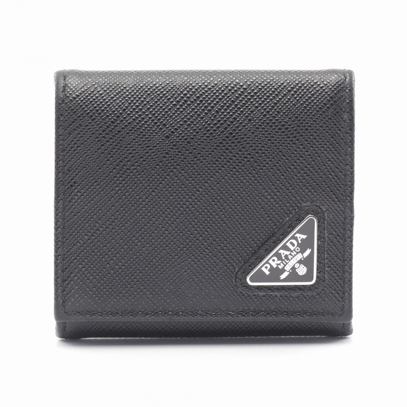 プラダ PRADA コインケース SAFFIANO TRIANG 2MM935 ブラック サフィアーノレザー コインケース メンズ Used A