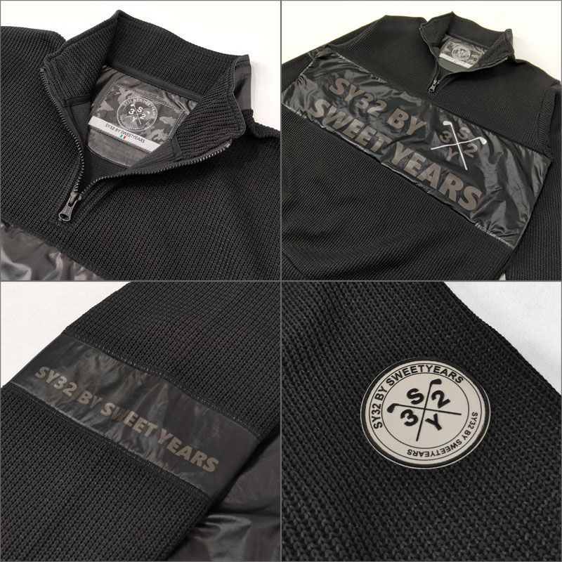 SY32 GOLF メンズ クオータージップ長袖ニットジャケット ハーフジップ SY32 GOLF メンズ クオータージップ長袖ニットジャケット ハーフ