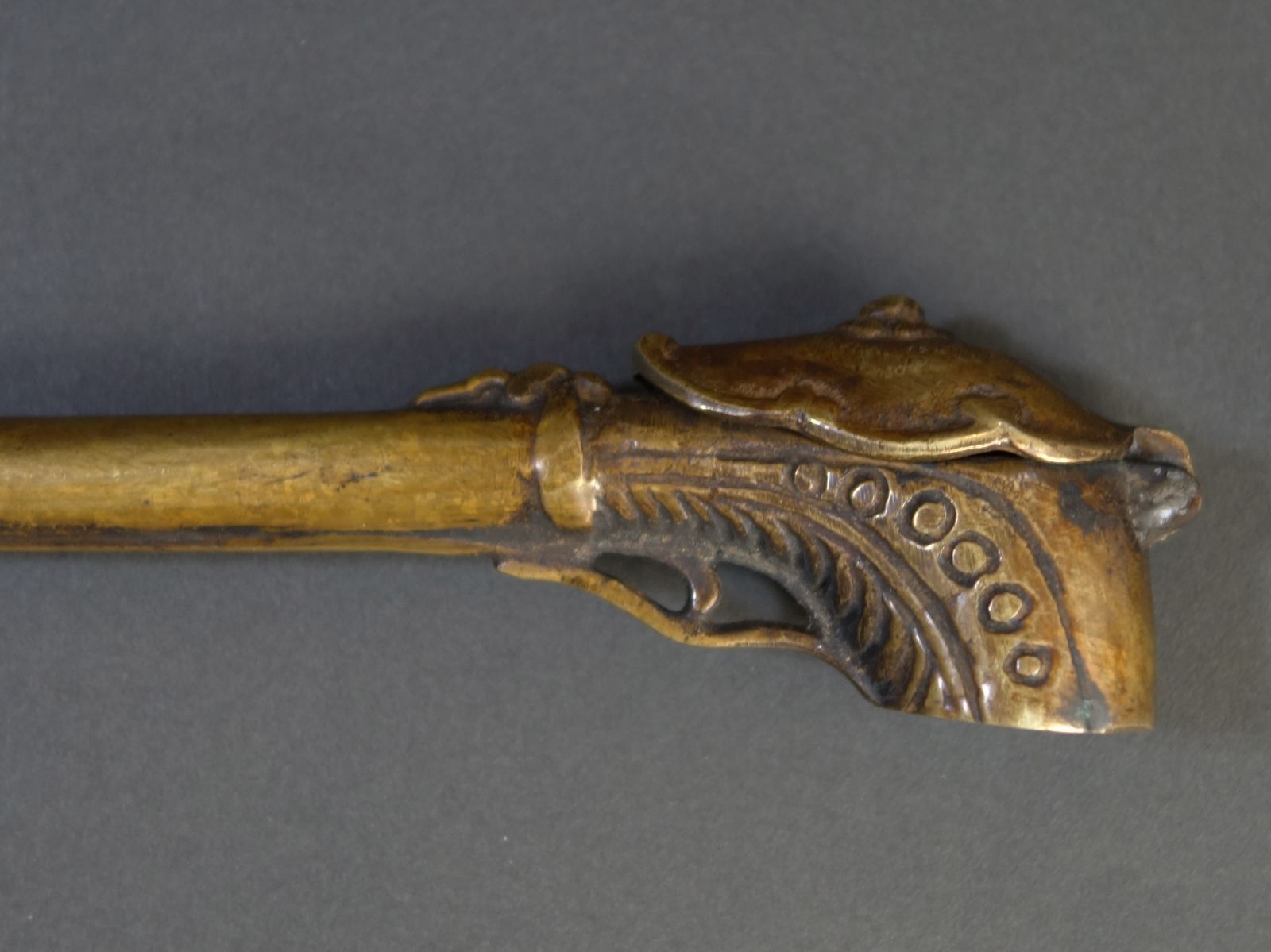 骨董品 矢立 真鍮製 筆入れ 書道具 矢立 【 真鍮製 装飾 矢立 ③ 】書