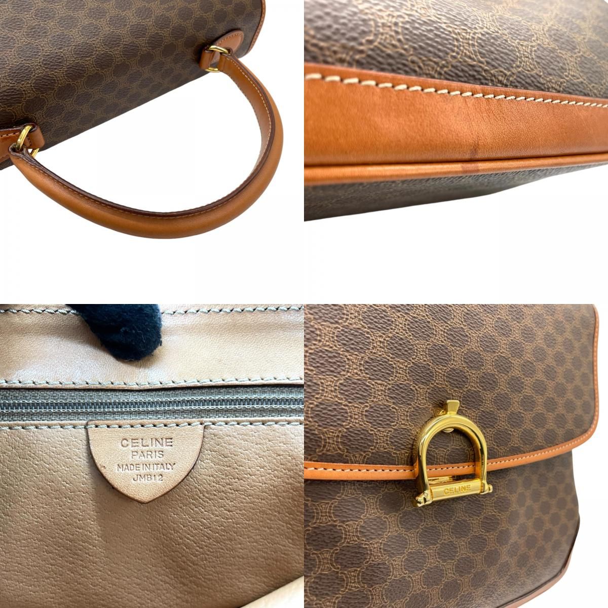 美品 セリーヌ ハンドバック マカダム レザー ヴィンテージ　ゴールド金具 セリーヌ ハンドバッグ ゴールド金具 マカダム柄 PVC レザー