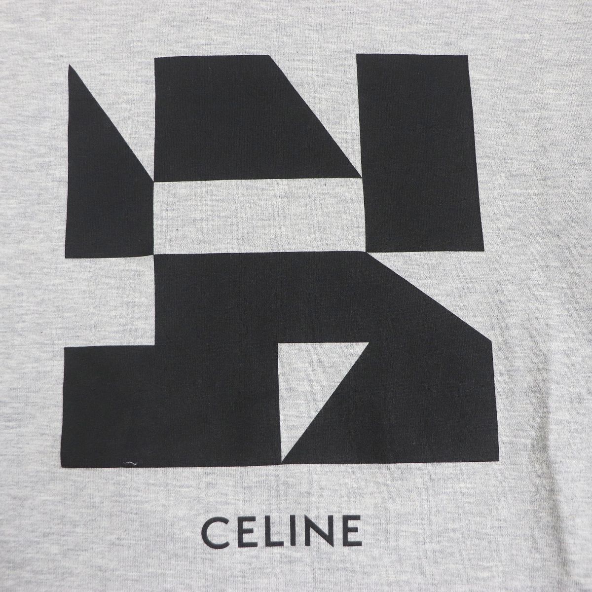 極美品□19SS CELINE/セリーヌ 2X308933F ジオメトリック ロゴプリント コットン100％ 半袖Tシャツ/カットソー グレー XS  伊製 正規品