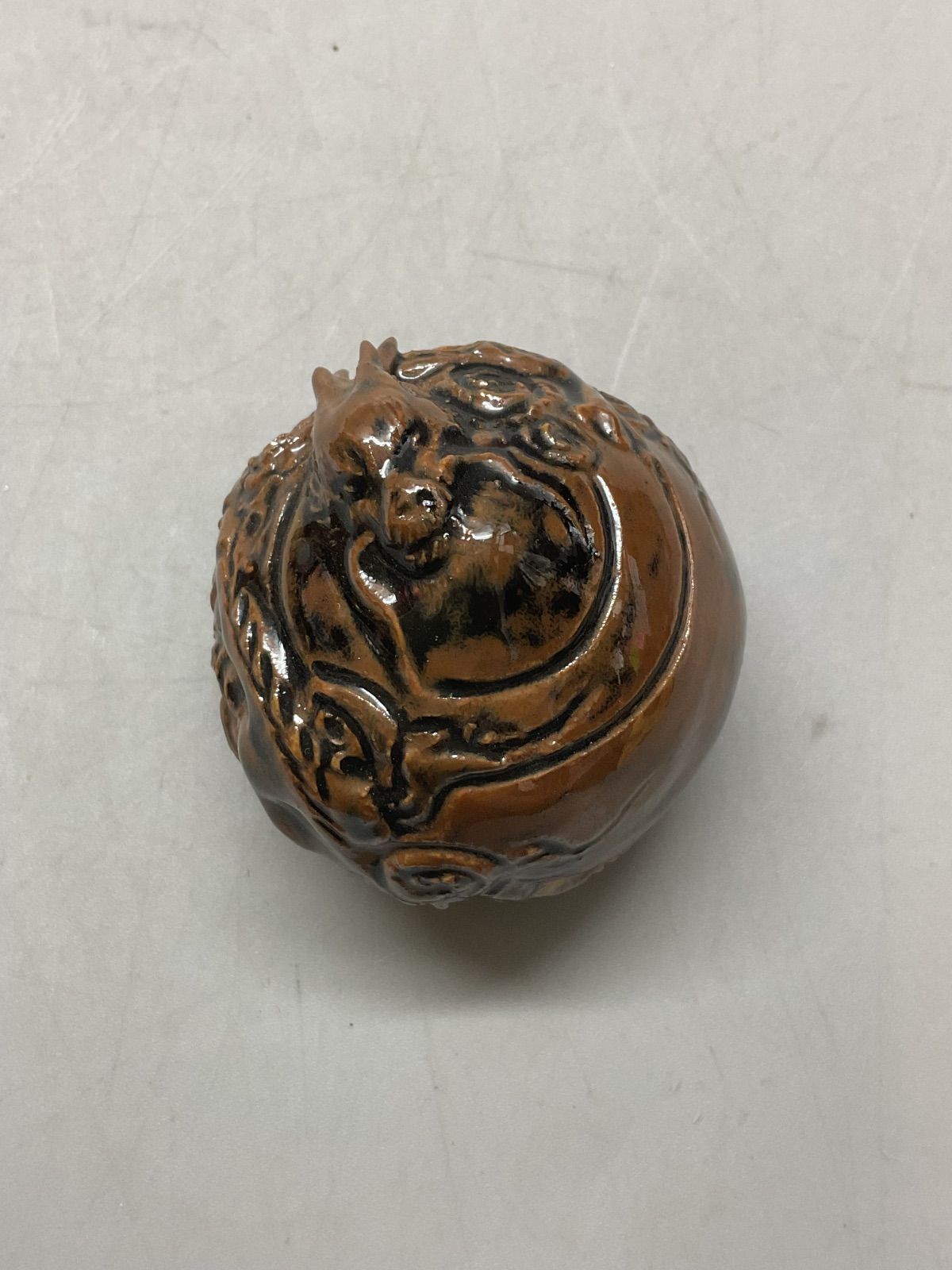 N 辰ノ香合 加藤唐三郎 香合 辰 龍 竜 陶器 共箱 茶道具 茶会