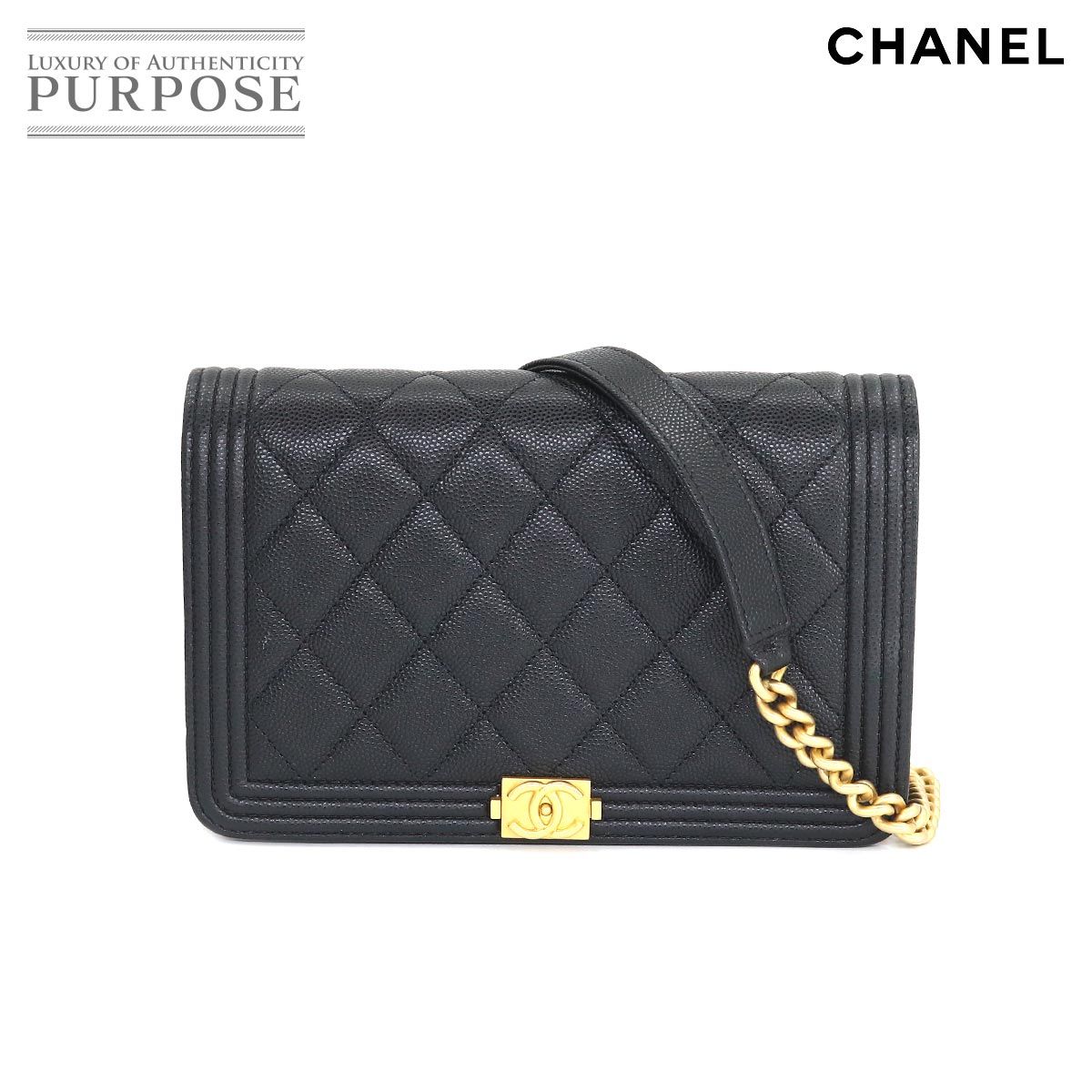 新品同様 シャネル CHANEL ボーイシャネル チェーン ウォレット 長財布