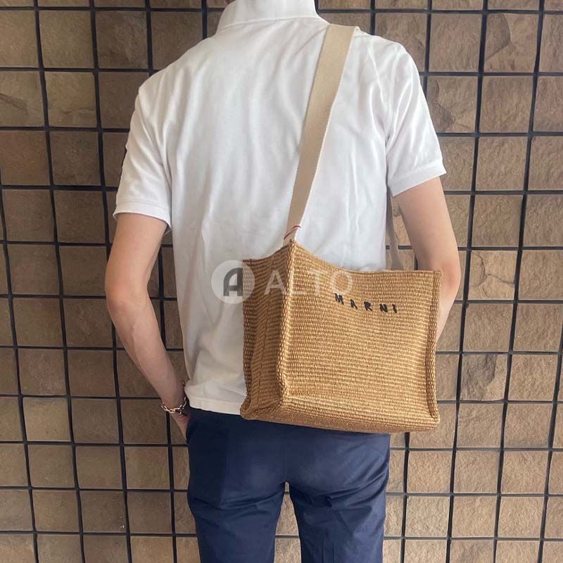 ☆2024春夏入荷☆MARNI マルニ SHMP0077U0P3860 かごバッグ ロゴ スモール バスケット トートバッグ ハンドバッグ ブラウン  メンズ - メルカリ