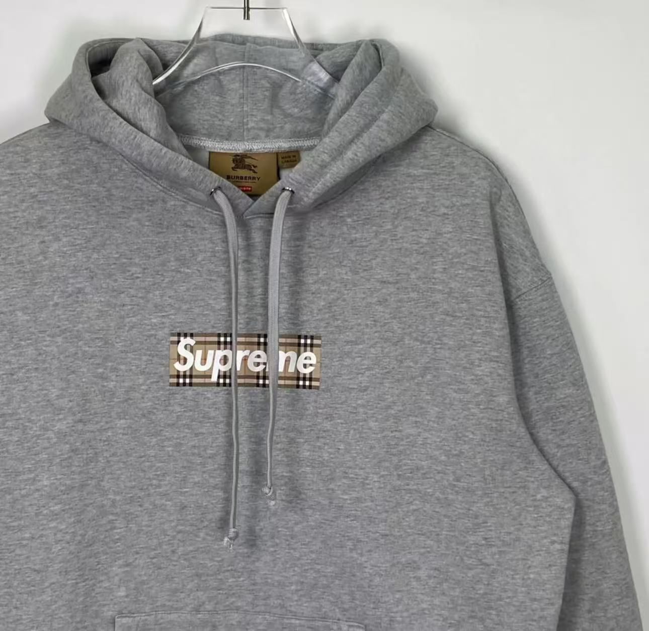 Supreme BURBERRY グレー パーカー チェック柄