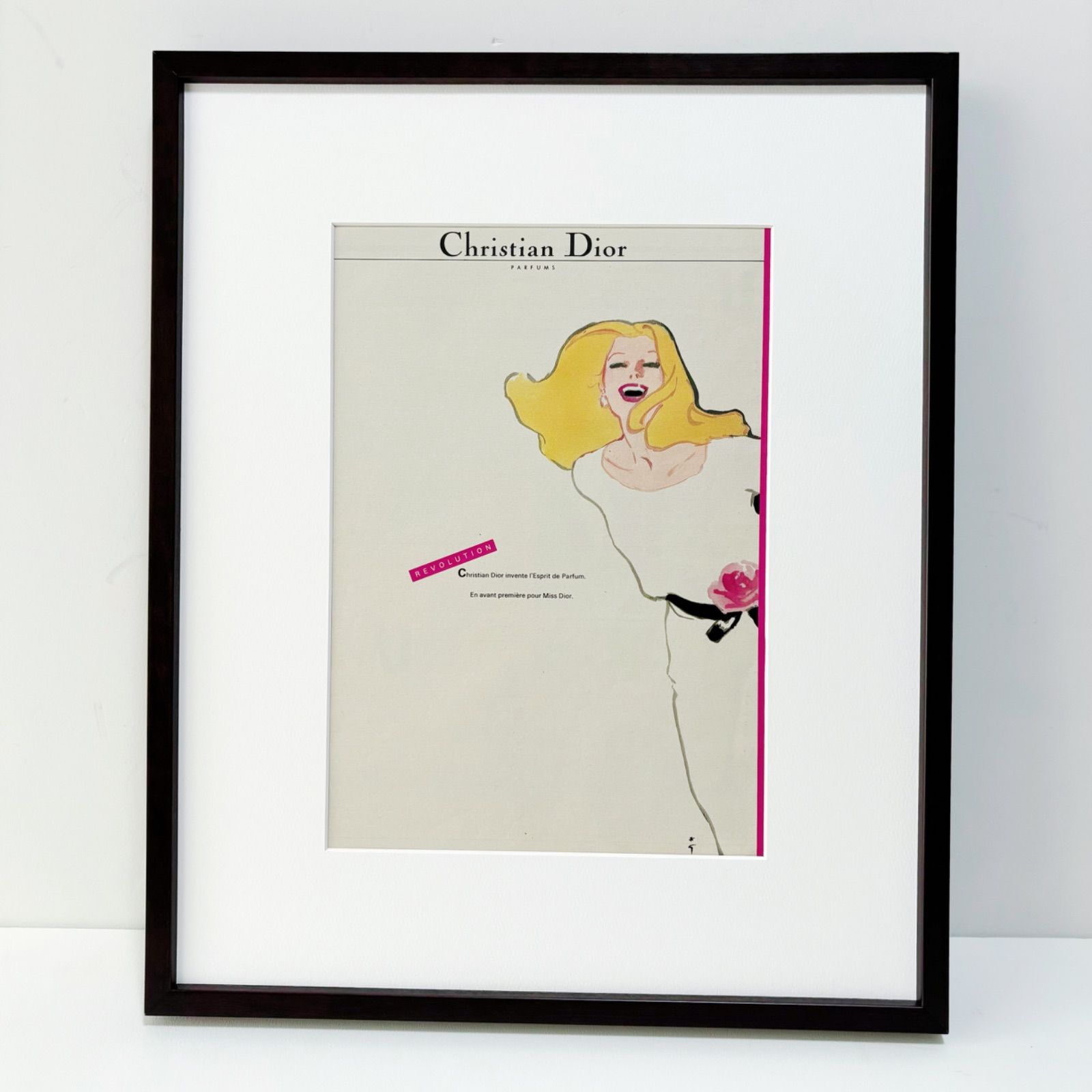 ＜1982 広告＞Christian Dior Rene Gruau ディオール ルネ・グリュオ ポスター ヴィンテージ アートポスター フレーム付き 額縁 インテリア モダン おしゃれ かわいい 壁掛け ポップ  レトロ
