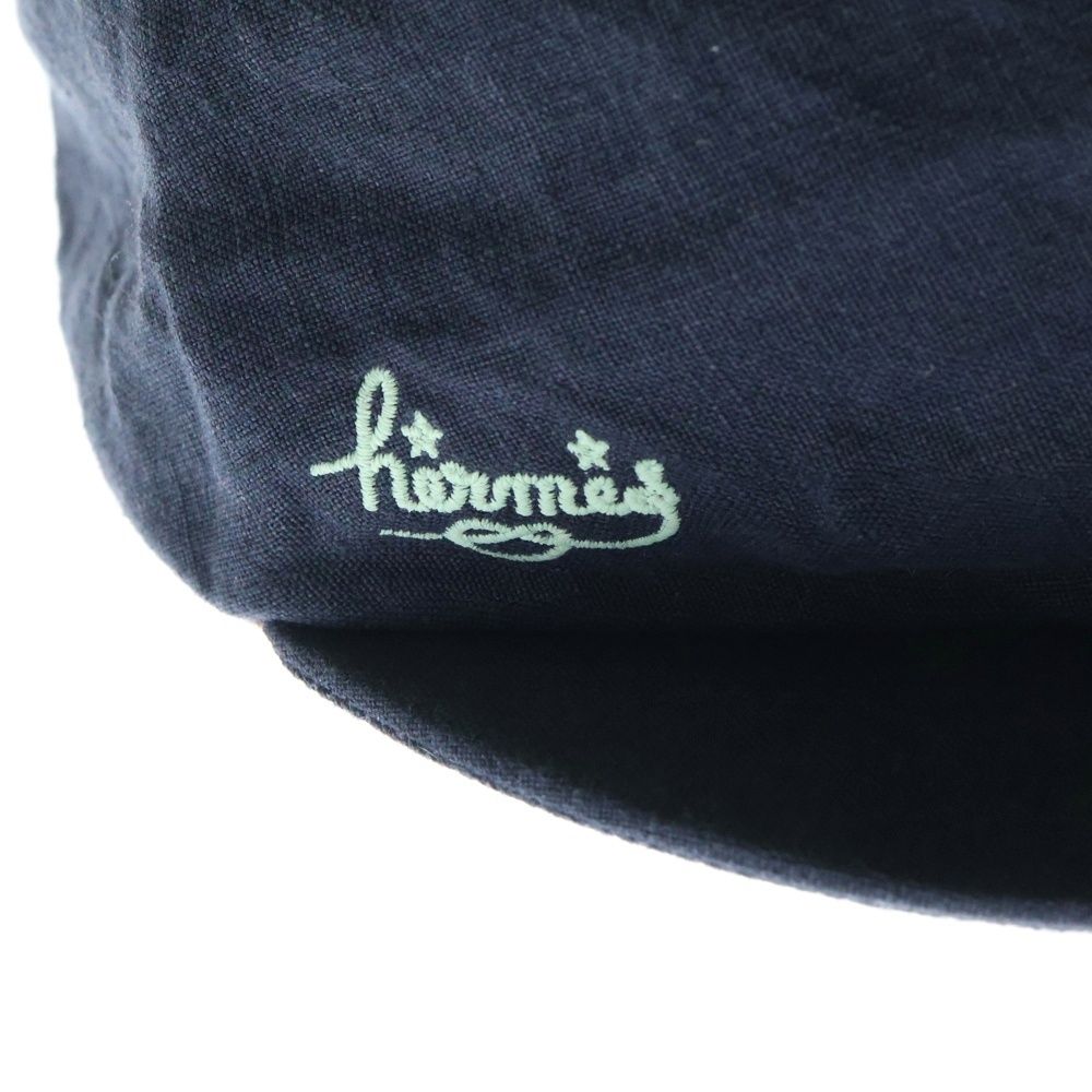HERMES (エルメス) キャスケット ハット 帽子 ロゴ刺繍 ネイビー