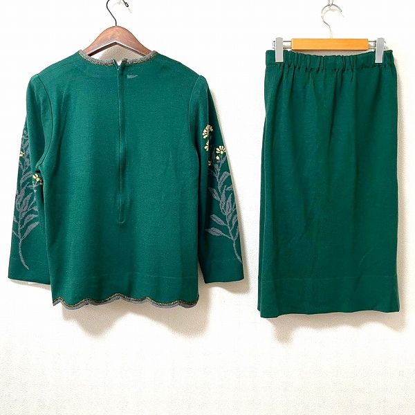 wnc サイトウトヨコ 斉藤都世子 セットアップ 緑 黄系 ニット 花柄 レディース 967091