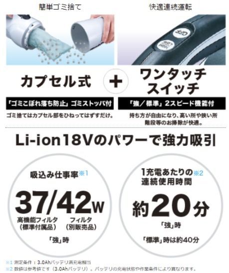 当店だけ！バッテリー充電器も1年保証! マキタ 18V コードレス 掃除機