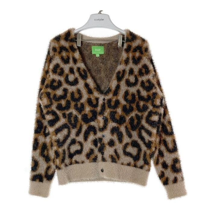 [新品未使用] HUF レオパード カーディガン ☆HUF ハフ LEOPARD CARDIGAN レオパードカーディガン ブラウン
