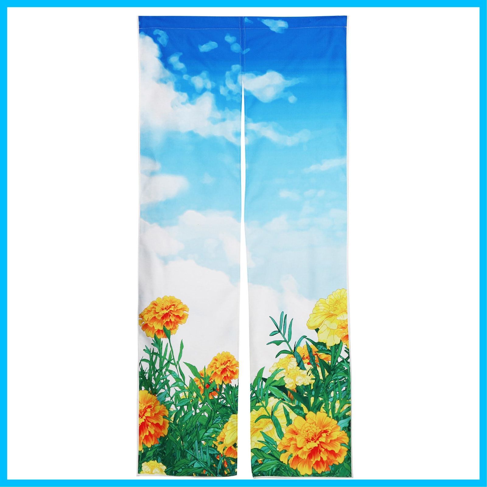 next.design のれん 暖簾 180cm丈 マリーゴールド 花 ロング 丈 飾り 装飾 おしゃれ 和風 和 モダン 北欧 ロング 突っ張り棒 暖簾 間仕切り 押し入れ クローゼット 洗面所 脱衣所 棚 玄関 インテリア 布 目隠し デザイン2