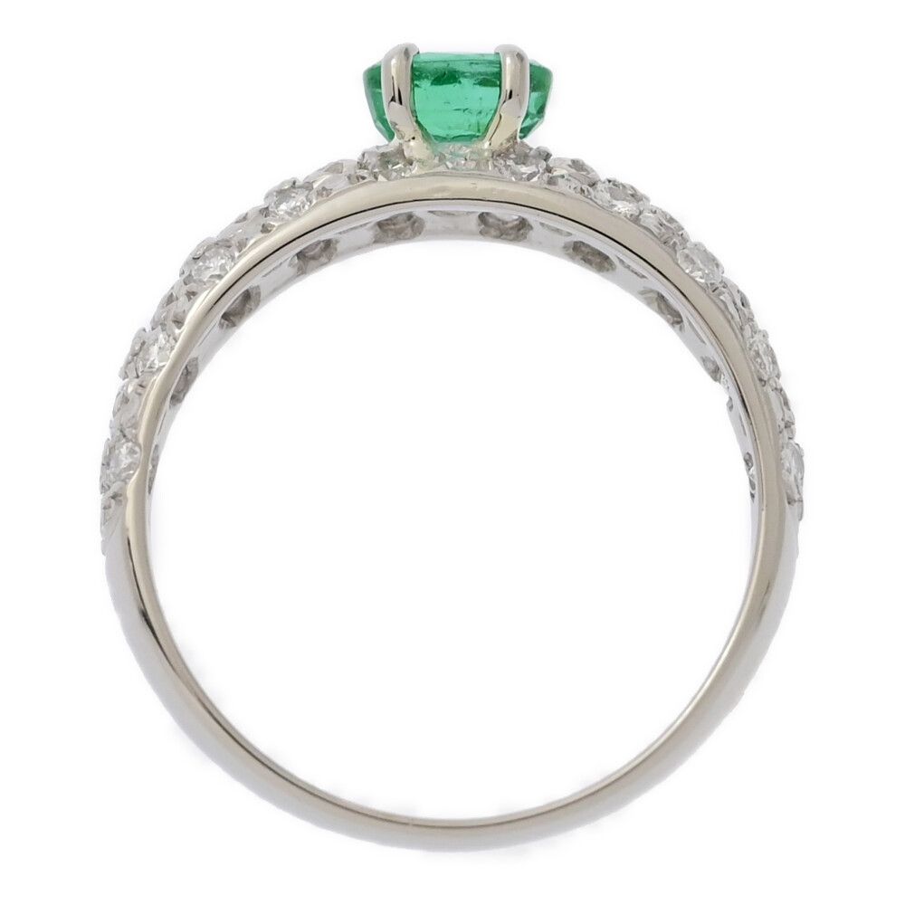 純音❣️Pt900 エメラルド 0.7 ダイヤモンド0.55リング指輪 10 EM0.44ct/FD:0.57ct/エメラルド・ダイヤモンド リング・指輪