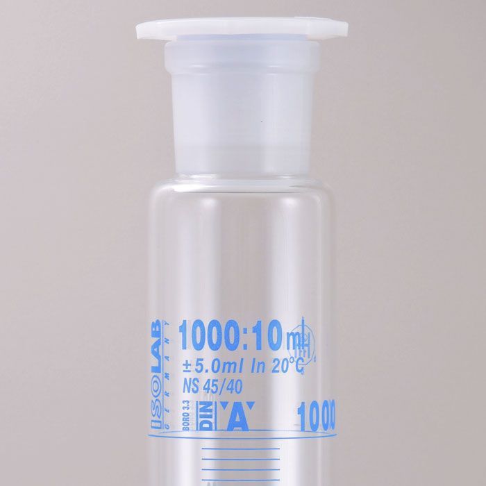 文房具・事務用品 ISOLAB 有栓メスシリンダー1000ml（ガラス製） 青色目盛
