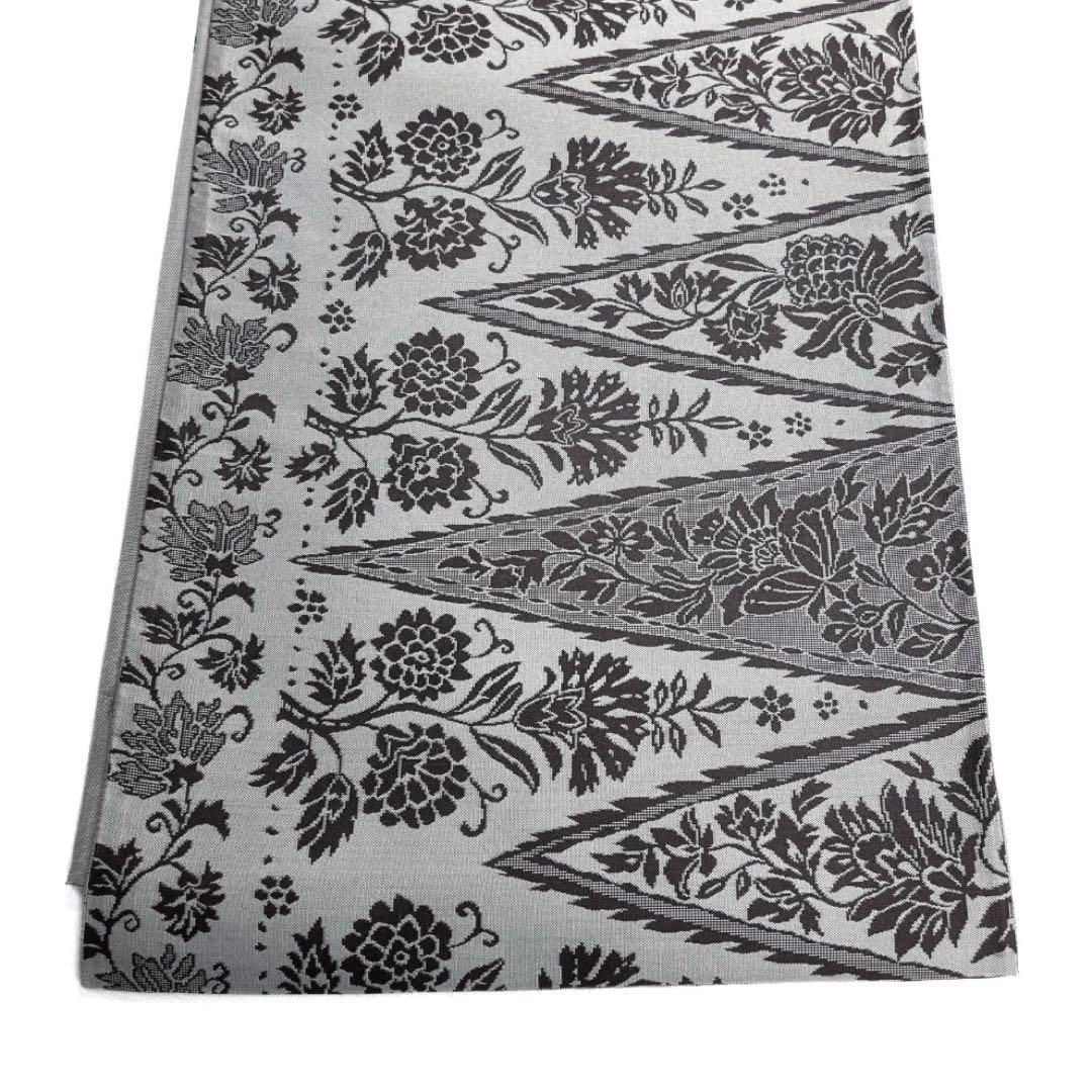 未着用 袋帯 唐花 全通 唐草 幾何学 三角 グレー 着物 015a d - メルカリ 