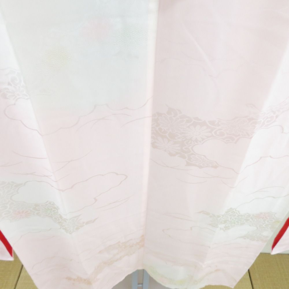 襦袢 振袖用 ぼかし 菊文様 桃色 正絹 広衿 袖無双 長襦袢 仕立て  